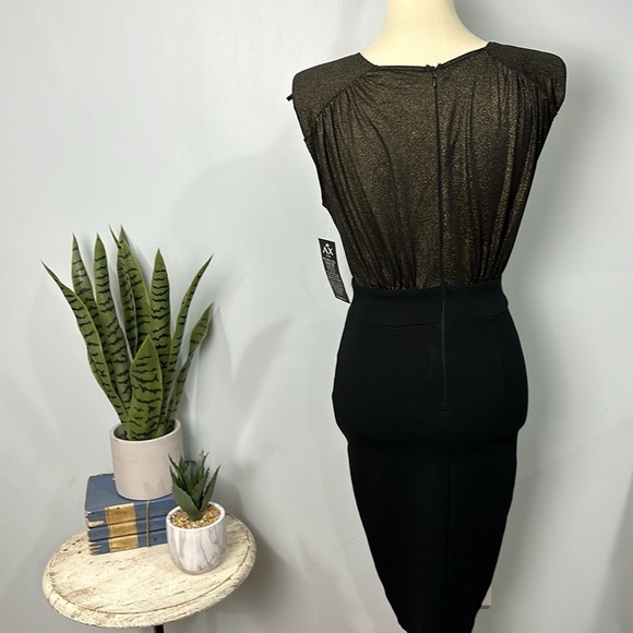 AX Paris Metallic Wrap Front Dress black/gold Size UK 8 US 4 NWT - Picture 5 of 10